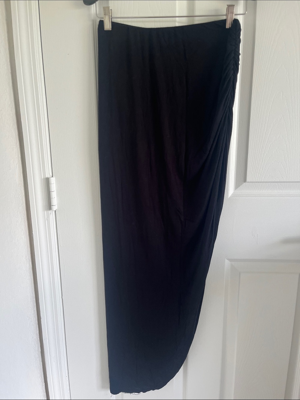 Silhouette Black Maxi Skirt with Side Ruching Y2K Goth Witchy Grunge Whimsigoth